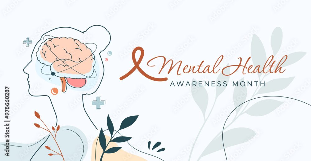 Mental Health Awareness Month. in May. Take care of your body, take care of your health and mind. Increase awareness of mental health. Control and protection. Prevention campaign Mental Health Awareness Month. in May. Take care of your body, take care of your health and mind. Increase awareness of mental health. Control and protection. Prevention campaign
