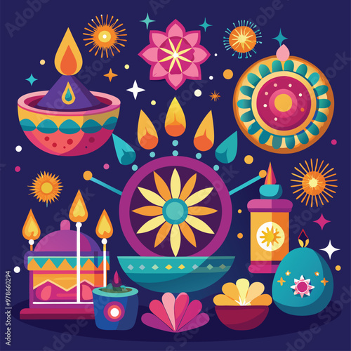 Diwali Vector | Diwali Art | Diwali Background | Diwali illustration | Diwali Images | Diwali Firecracker Vector photo