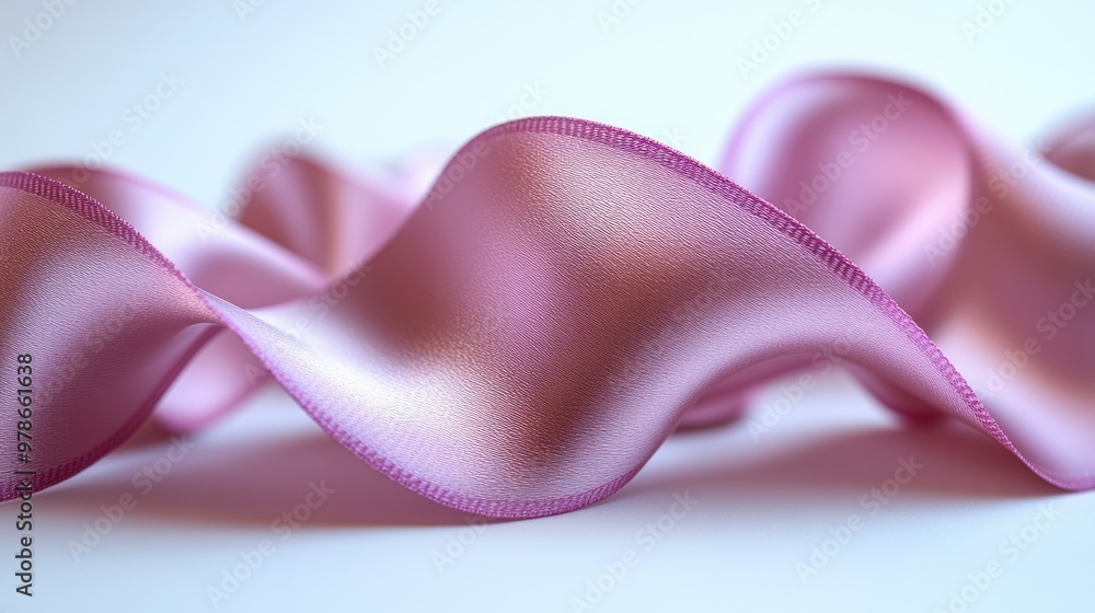 A soft pink ribbon elegantly draped, showcasing its smooth texture. A soft pink ribbon elegantly draped, showcasing its smooth texture.