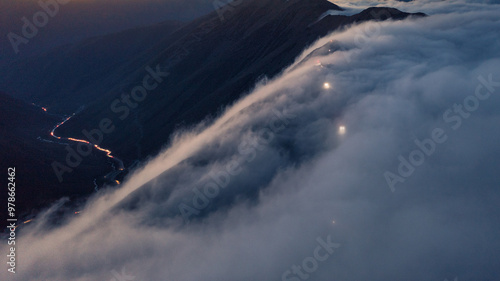Aerial photography of fog in the mountains, Sichuan Province, China