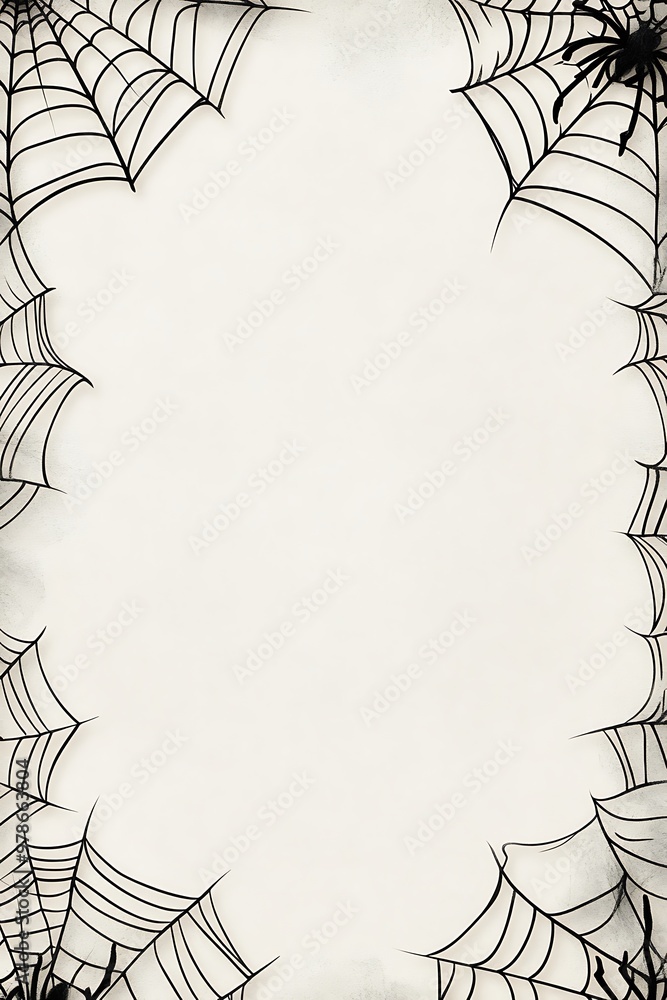 A Spooky Halloween Background with Intricate Spider Webs Framing a Blank Space A Spooky Halloween Background with Intricate Spider Webs Framing a Blank Space