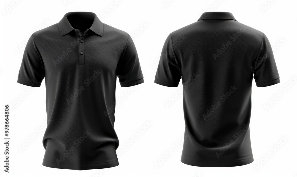 Blank black male polo t-shirt, template for your design mockup. Front and back view. Blank black male polo t-shirt, template for your design mockup. Front and back view.