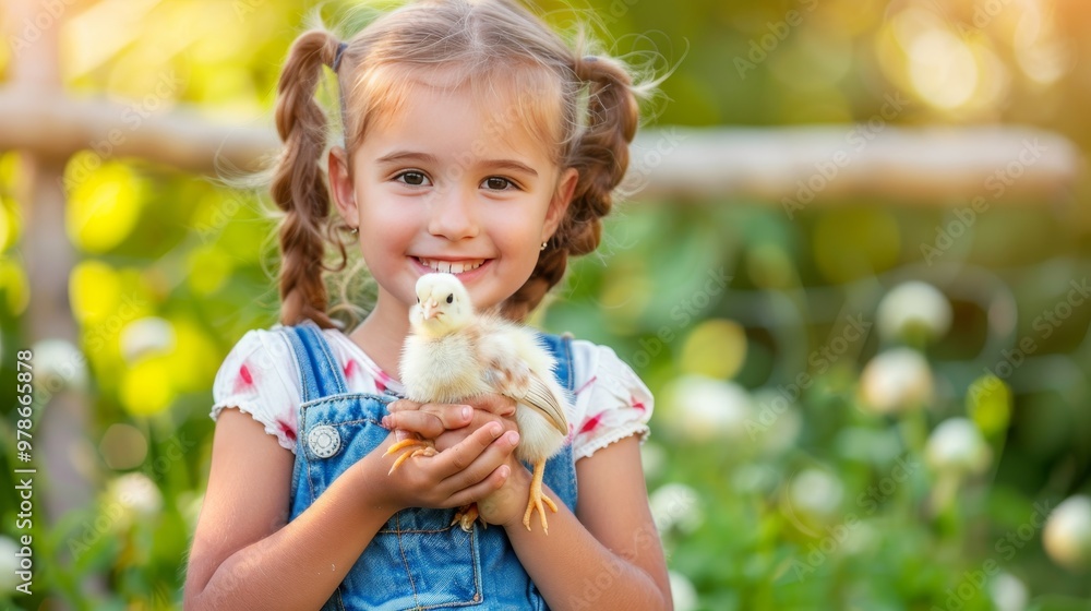 Young girl tenderly cradling a small bird, symbolizing compassion for animal welfare Young girl tenderly cradling a small bird, symbolizing compassion for animal welfare