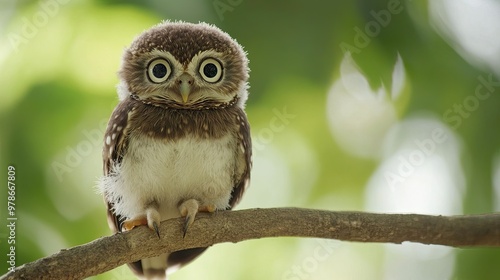 A collared owlet perched on a branch, with its distinctive collar and large, curious eyes.