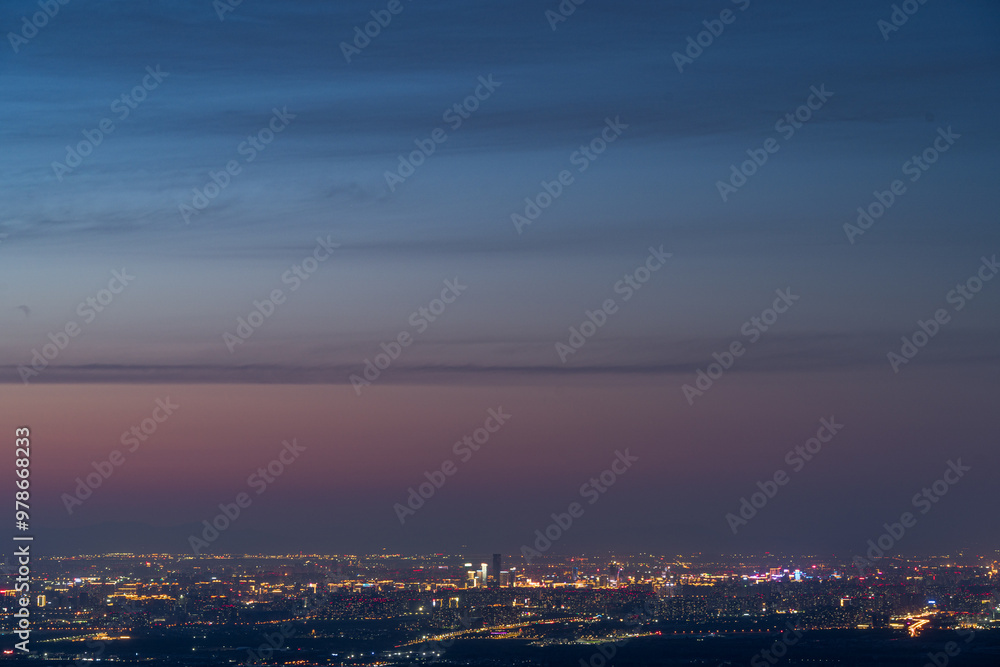 Night view and sunset glow of Xi'an, China Night view and sunset glow of Xi'an, China