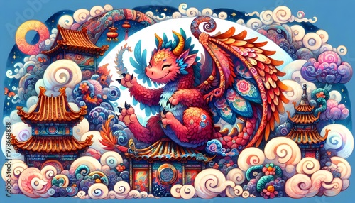 Wallpaper Mural Dragones Celestiales en Templos Místicos Torontodigital.ca