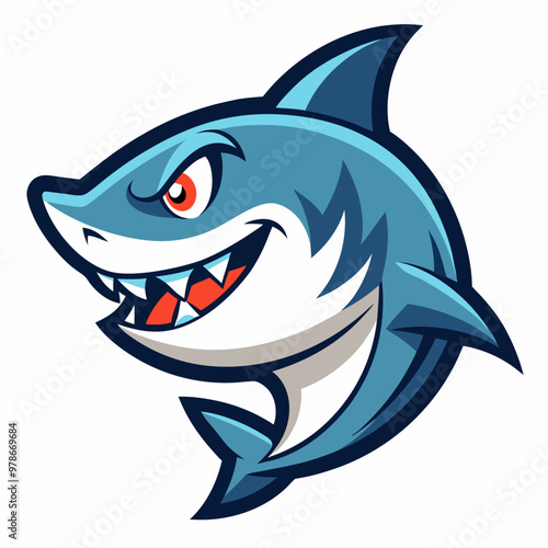 Shark Mascot Logo on White Background - Vector Illustration, SVG Design, Cut Files for Cricut & Silhouette