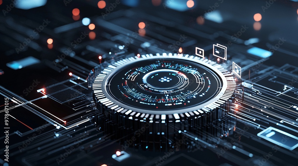 custom made wallpaper toronto digitalA 3D search engine interface with dynamic, rotating search results, symbolizing real-time data processing