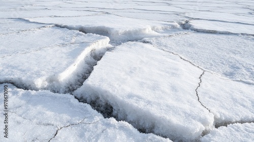 Cracked Ice Surface with a Deep Crevice