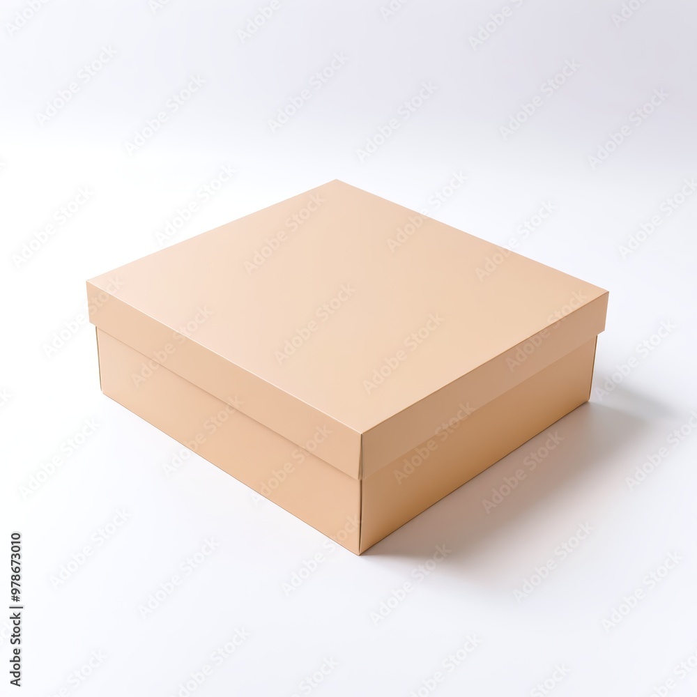 Beige blank box mockup on white background Beige blank box mockup on white background
