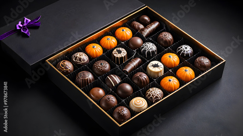delicious chocolates for Halloween. Halloween background. Halloween holiday concept