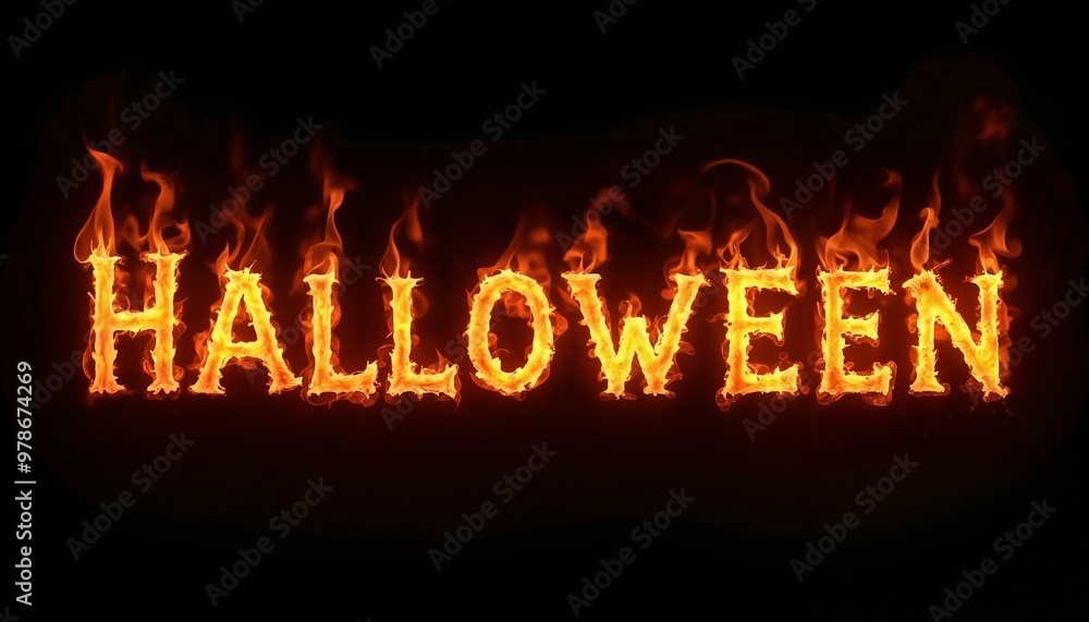 Halloween inscription from a fire burning in the night Halloween inscription from a fire burning in the night