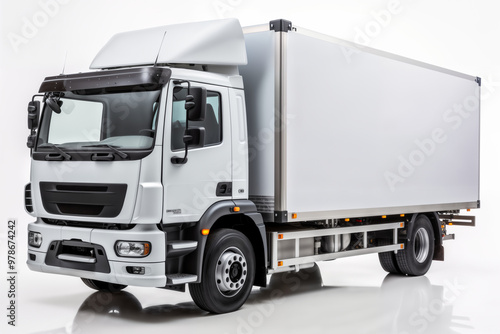 A clean white truck on white background, one object