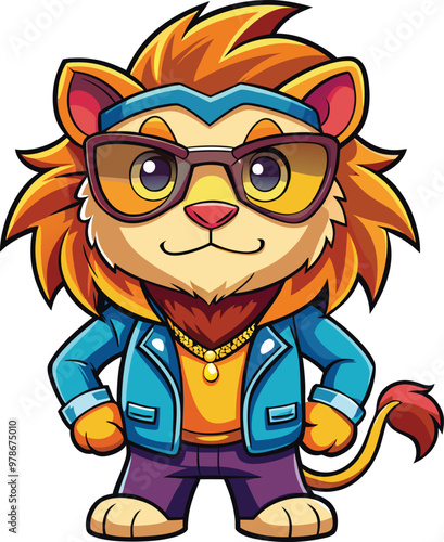Lion mascot character sticker vector design