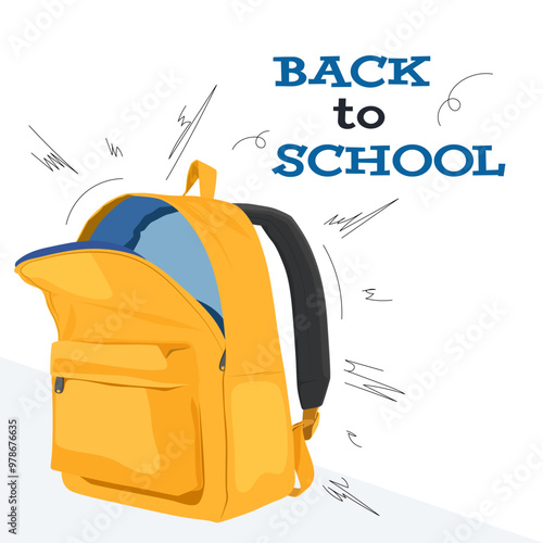 Back to school concept template design. With a linear design style. white background design with school bag, paper airplane and stationery elements. time to go back to school. education