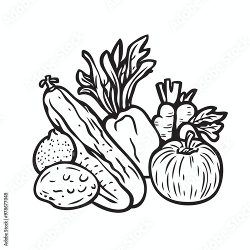 vegetables vector logo, vegetables drawing simple vector