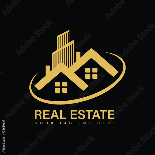 Logo and icon for real estate home solutions vector template photo