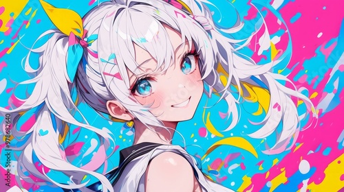 アニメ系女性の顔イラスト,Generative AI AI画像