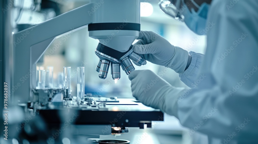 Close-up of workers in a factory, focus on their hands and tools, high-tech environment, industrial precision