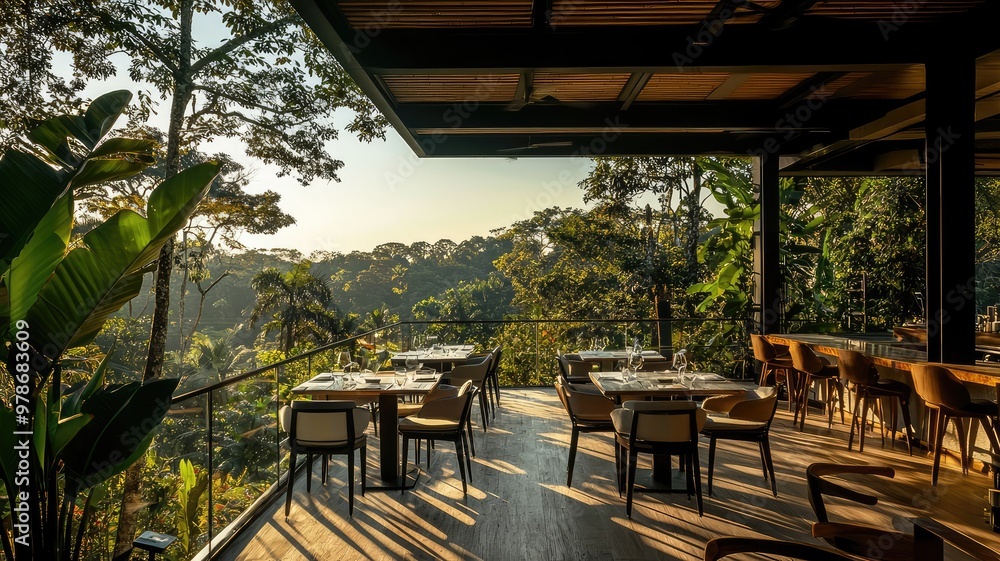 A serene dining area surrounded by lush greenery, offering stunning views of nature. Ideal for relaxation and culinary enjoyment. A serene dining area surrounded by lush greenery, offering stunning views of nature. Ideal for relaxation and culinary enjoyment.