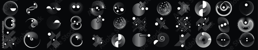 Collection of vector design elements. Set of rotating lines and circles. Various forms of modern design.Vector round logo collection. Bundle of abstract icons, figures and shapes. Set of lines art. Collection of vector design elements. Set of rotating lines and circles. Various forms of modern design.Vector round logo collection. Bundle of abstract icons, figures and shapes. Set of lines art.