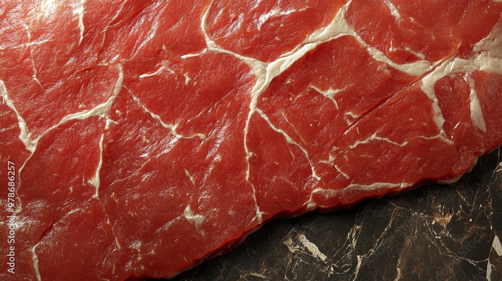 High-resolution close-up of light red meat texture with visible white veins, highly detailed and photorealistic, showcasing natural patterns and intricate textures. High-resolution close-up of light red meat texture with visible white veins, highly detailed and photorealistic, showcasing natural patterns and intricate textures.
