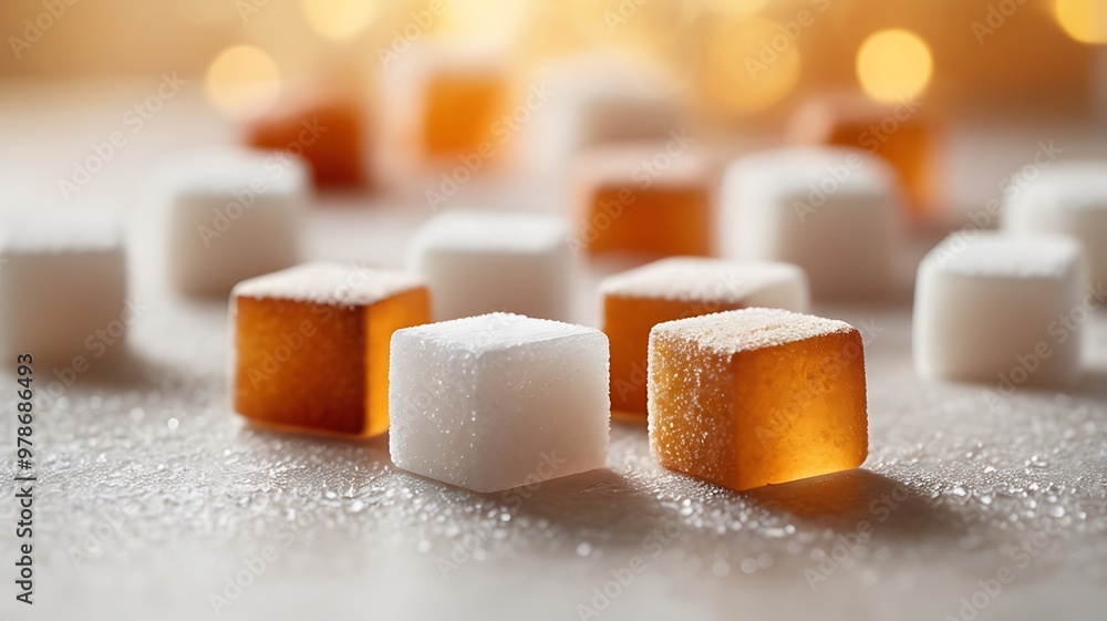 Closeup of Sugar Cubes on a white background Closeup of Sugar Cubes on a white background