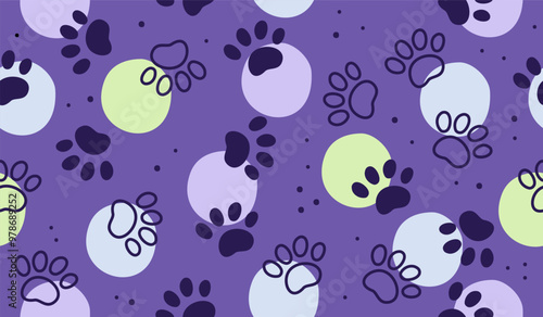 Cute paw pattern background vector design