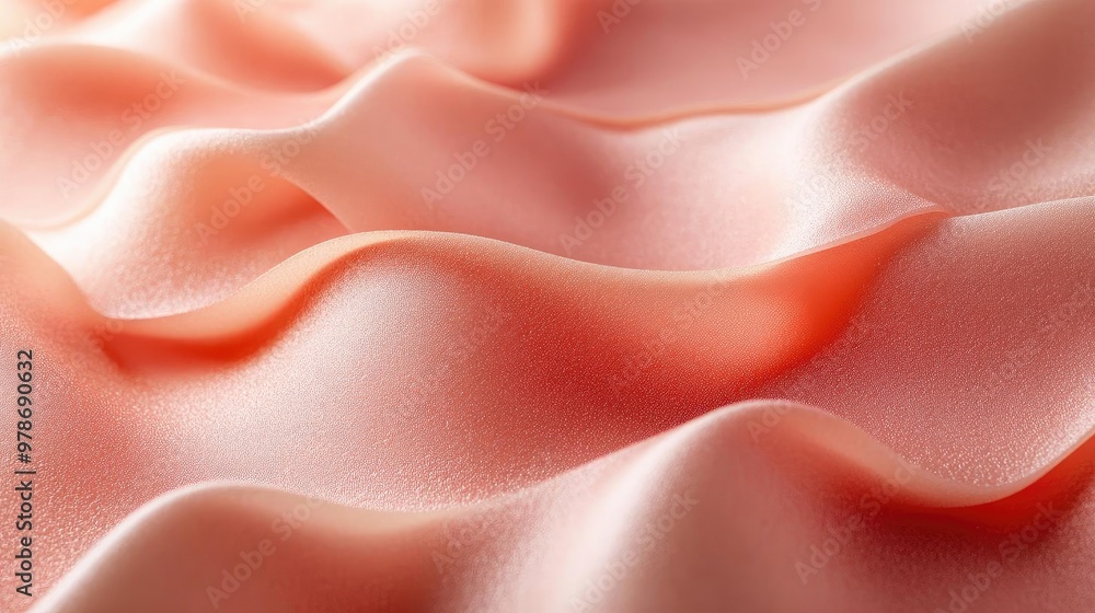 Fototapeta premium Soft, flowing satin fabric in gentle peach tones, ideal for backgrounds and textile designs.