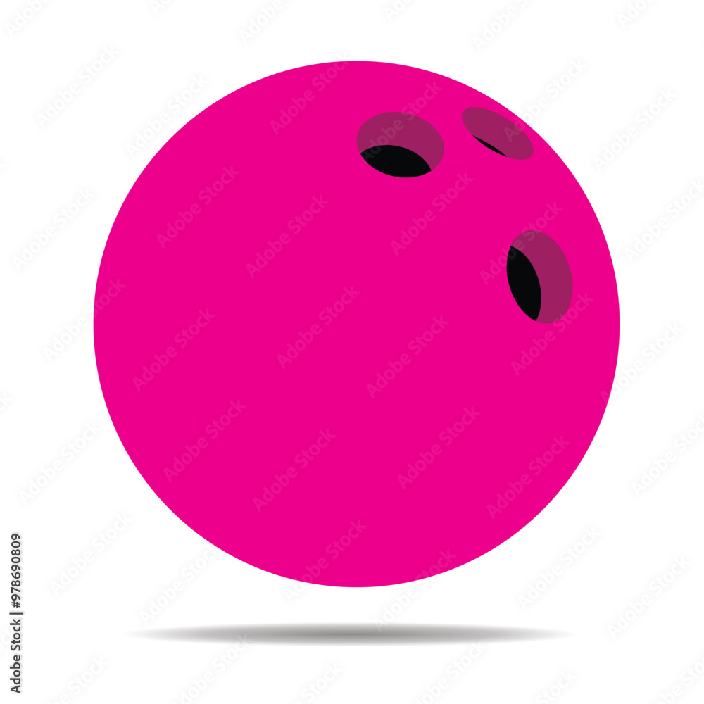 Realistic 3d Vector Illustration Of A Pink Bowling Ball With Three Finger Holes Realistic 3d Vector Illustration Of A Pink Bowling Ball With Three Finger Holes