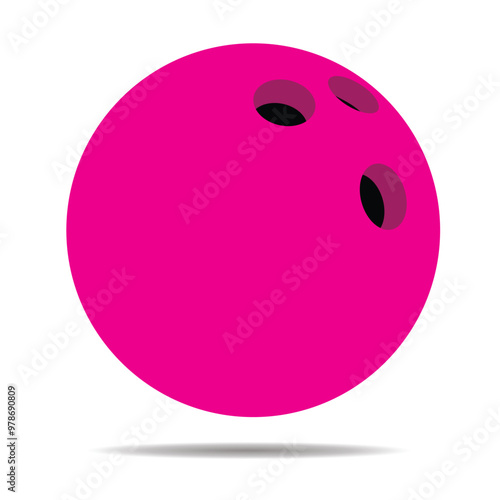 Realistic 3d Vector Illustration Of A Pink Bowling Ball With Three Finger Holes 