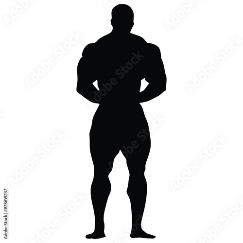 Bodybuilder silhouette. Bodybuilder black icon on white background