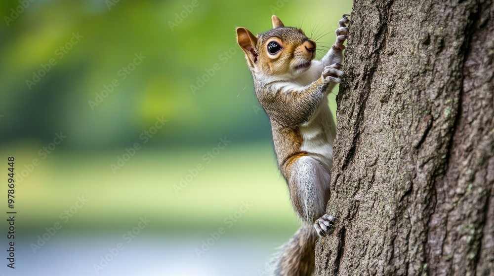 A squirrel climbing up a tree trunk, with its claws visible and a focus on its agility. A squirrel climbing up a tree trunk, with its claws visible and a focus on its agility.