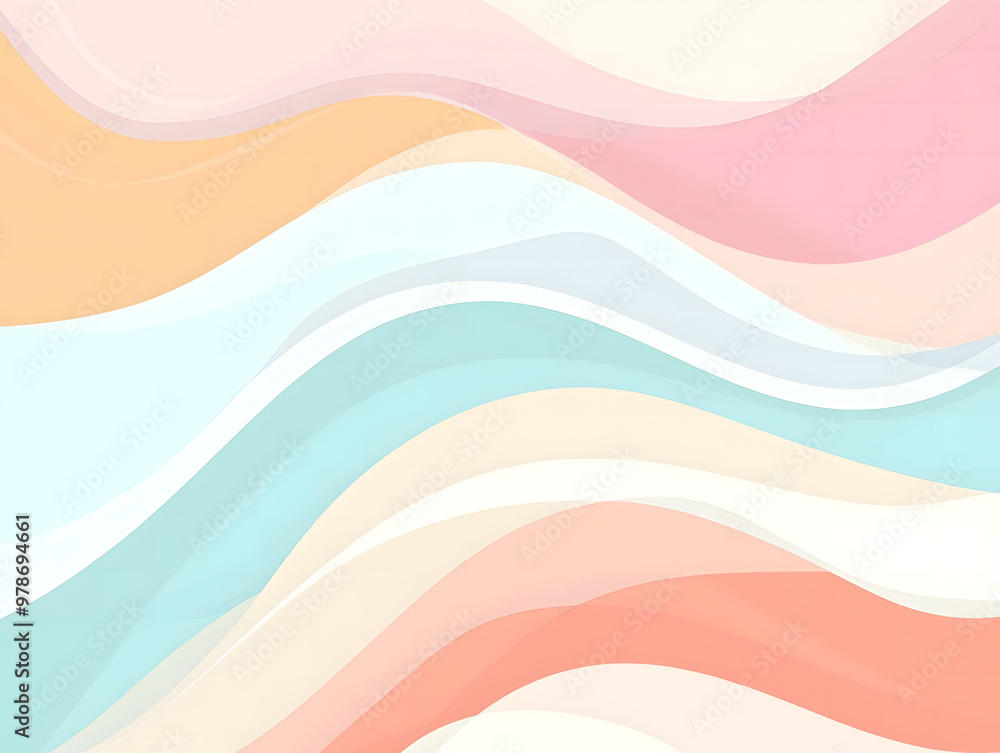 Fototapeta premium Soft Pastel Abstract Background with Flowing Curved Shapes in Pink and Mint Green