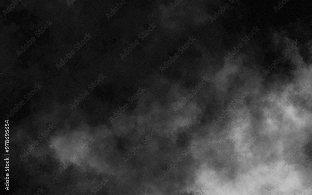 Abstract black and white realistic smoke clouds with shadow overlay effect background. Mystery dark background with spooky white light and fog. Vector illustration of smoky mist toxic vapor on floor. Abstract black and white realistic smoke clouds with shadow overlay effect background. Mystery dark background with spooky white light and fog. Vector illustration of smoky mist toxic vapor on floor.