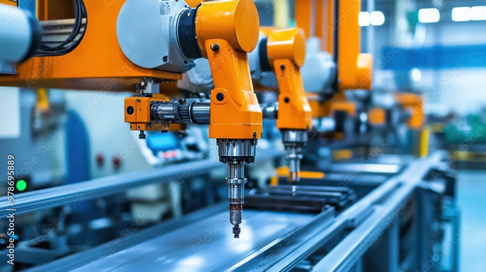 Scene of factory machinery in operation, focus on the latest technology and its role in efficient production, dynamic factory environment Scene of factory machinery in operation, focus on the latest technology and its role in efficient production, dynamic factory environment
