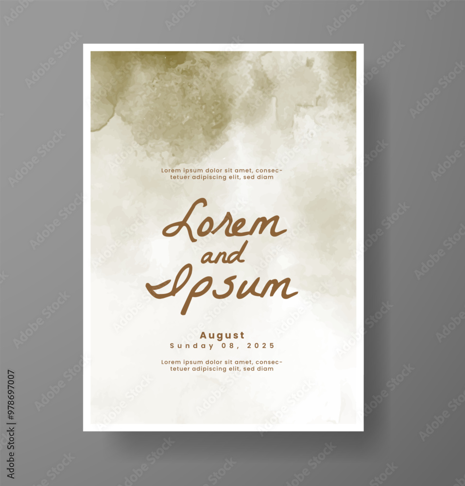 Wedding card invitation template with hand painted watercolor splash Wedding card invitation template with hand painted watercolor splash