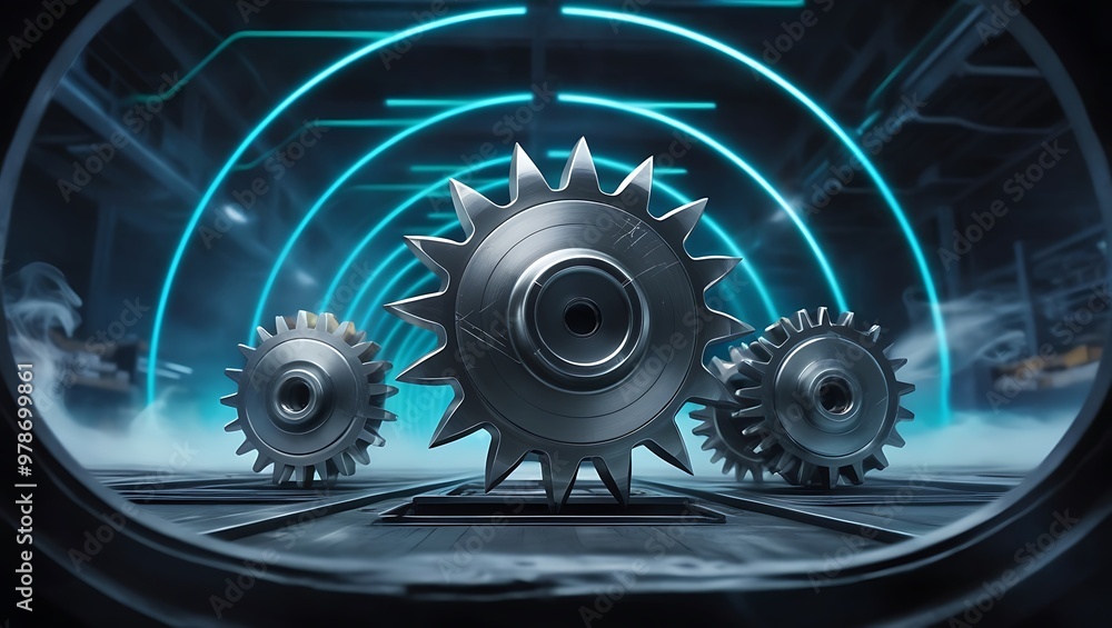 Conceptual illustration depicting gears and upward arrows, representing the mechanics Conceptual illustration depicting gears and upward arrows, representing the mechanics