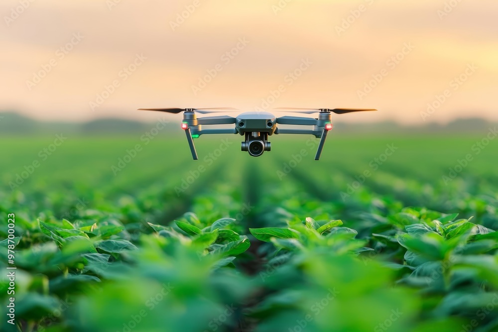 AI-controlled drone spraying crops in a smart farm, precision farming, agricultural food tech captured with Sony a7 III AI-controlled drone spraying crops in a smart farm, precision farming, agricultural food tech captured with Sony a7 III