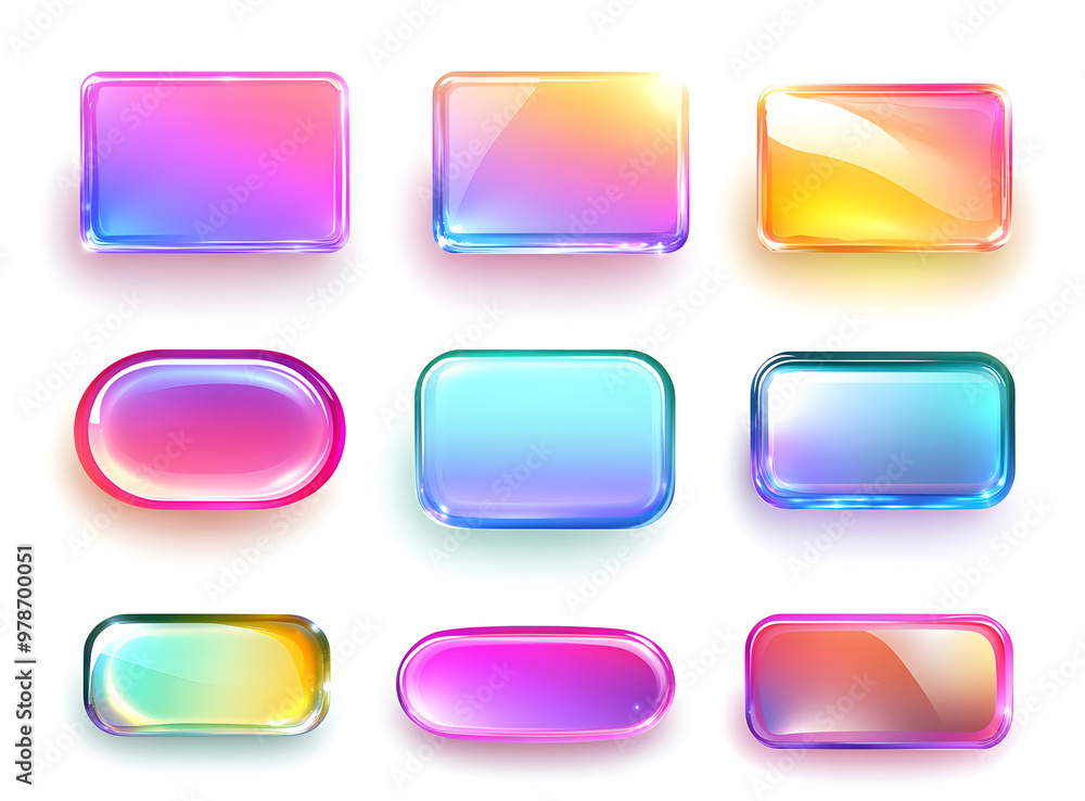 Set of Glossy Gradient Buttons in Pastel Colors – UI Design Elements Set of Glossy Gradient Buttons in Pastel Colors – UI Design Elements