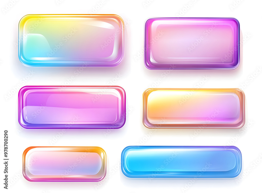 Set of Glossy Gradient Buttons in Pastel Colors – UI Design Elements Set of Glossy Gradient Buttons in Pastel Colors – UI Design Elements