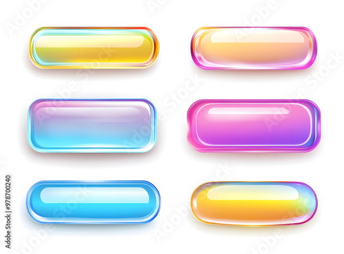 Set of Glossy Gradient Buttons in Pastel Colors – UI Design Elements