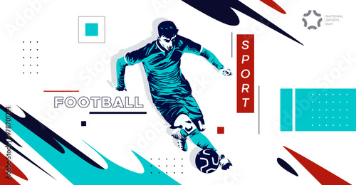 silhouette of soccer athlete. Design with the concept of celebrating national and international football sports days. football player. design template for sports match events