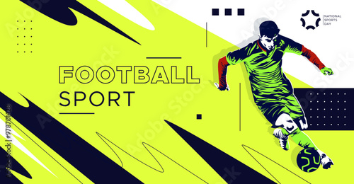 silhouette of soccer athlete. Design with the concept of celebrating national and international football sports days. football player. design template for sports match events
