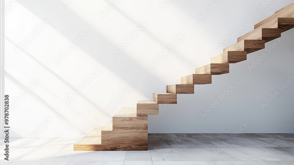 Modern wooden staircase in a bright interior, showcasing elegance and design. Perfect for architecture and home decor themes. Modern wooden staircase in a bright interior, showcasing elegance and design. Perfect for architecture and home decor themes.