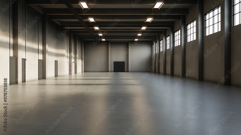 Empty Warehouse Space - Modern Industrial Interior Empty Warehouse Space - Modern Industrial Interior