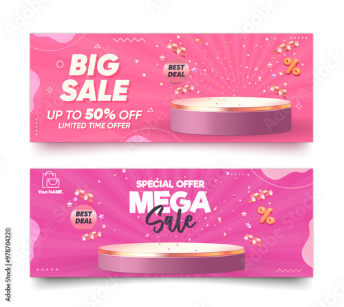 Big sale and mega sale poster commercial discount event banners