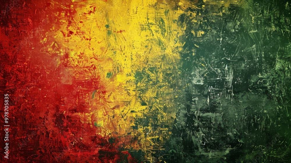 Abstract Composition Jamaican Flag-Inspired Textured Surface - Vibrant Red, Gold and Green - Energetic and Passionate Artistic Representation Abstract Composition Jamaican Flag-Inspired Textured Surface - Vibrant Red, Gold and Green - Energetic and Passionate Artistic Representation