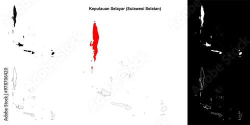 Kepulauan Selayar blank outline map set