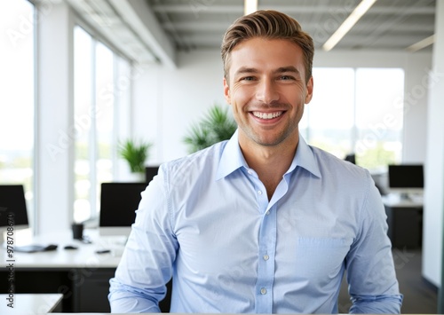 Businessman smiling sitting in an office